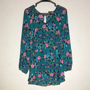 Womens Show Me Your Mumu Tunic Shirt Size Medium Donna Michelle Turquoise